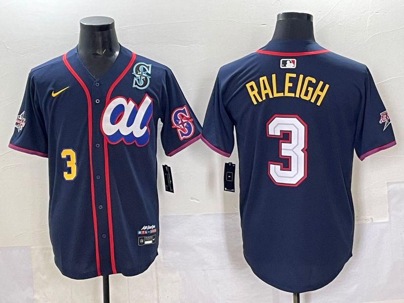 Men 2025 Seattle Mariners #3 Raleigh Drak Blue All star Nike MLB Jersey style 09->seattle mariners->MLB Jersey